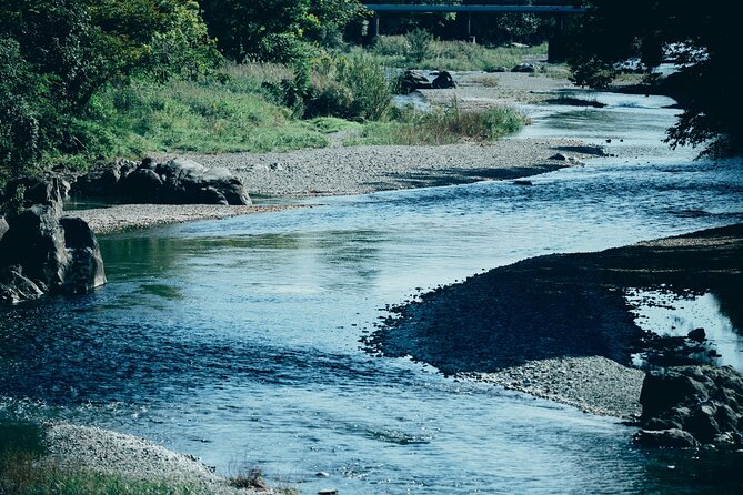 Little Adventure with Cycling in Tokyo No. 1 Crystal Clear River - Akigawa Valley lunch: outdoor chairs and a special Cuba sandwich lunchbox