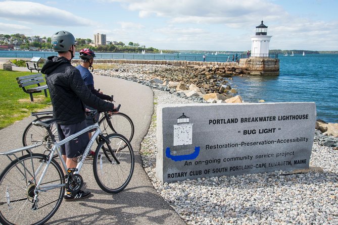Portland Bicycle Tour with 5 Lighthouses and XL Lobster Roll - Spring Point Ledge Lighthouse and the Breakwater Walk